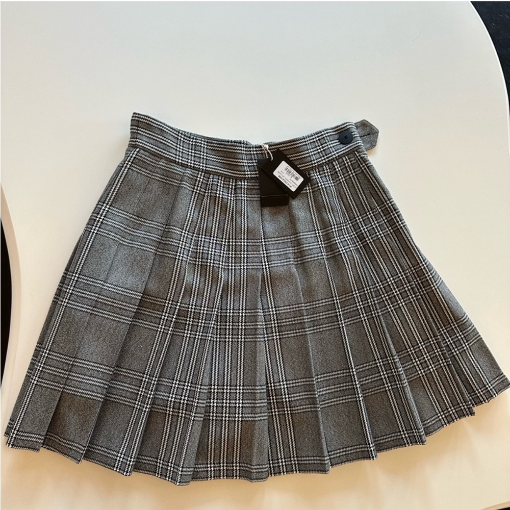 NWT Maje Gray Mini A-Line Pleated Skirt